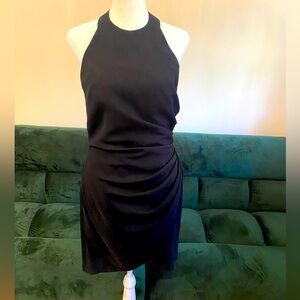 Flattering vintage ruched gauzy little black dress